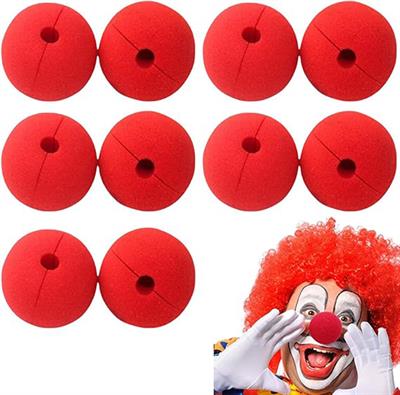 Kırmızı Renk Sünger Palyaço Burnu Takma Burun 10 Adet (3936)