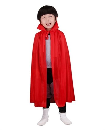 Kırmızı Renk Yakalı Pelerin Çocuk Boy 90 Cm Bx40