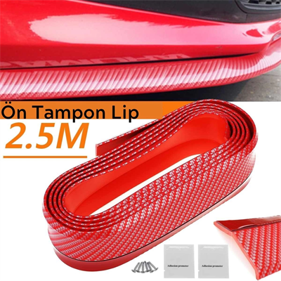 Kırmızı Renkli 2,5 Metre Araba Oto Ön Tampon Koruyucu Kauçuk Pratik Tampon Şerit Bant Döşeme Kiti Bx40