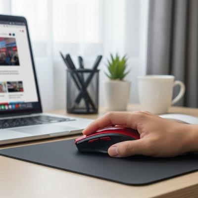 Kırmızı Renkli Baş Parmak Destekli Ergonomik Sessiz Kablosuz Mouse – USB Alıcılı, Ofis ve Oyun İçin Konforlu Bilgisayar Faresi MS6300 (3936)