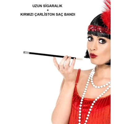 Kırmızı Retro Charliston Aksesuar Seti