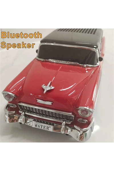 Kırmızı bluetooth hoparlör 10 watt FM radyo SD kart USB destekli nostaljik araba tasarım