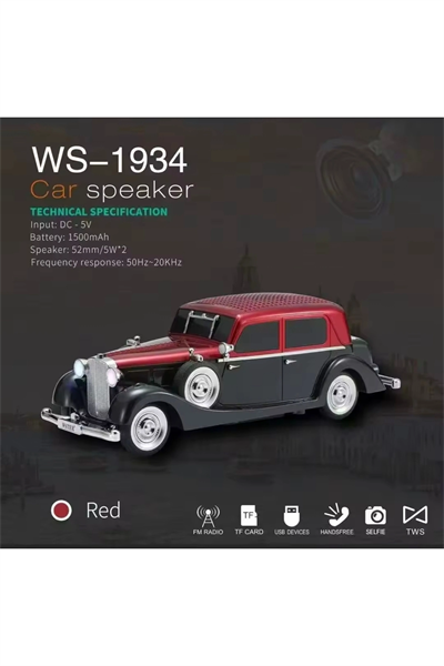 Kırmızı bluetooth hoparlör şarjlı, FM radyo, SD kart, USB, çoklu bağlantı, 1 yıl garantili