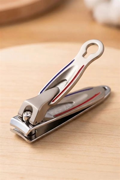 Kırmızı-mavi Şeritli Modern Tırnak Makası - Ergonomik Paslanmaz Çelik Bakım Gereci