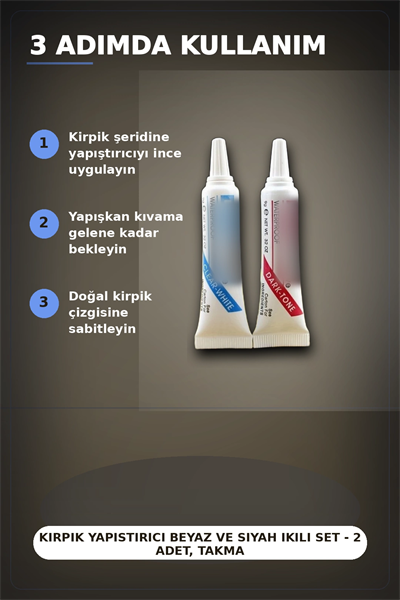Kirpik Yapistirici Beyaz Ve Siyah Ikili Set - 2 Adet, Takma Kirpik Yapistiricisi BX-313427