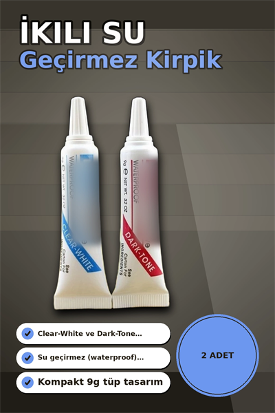 Kirpik Yapistirici Beyaz Ve Siyah Ikili Set - 2 Adet, Takma Kirpik Yapistiricisi BX-313427