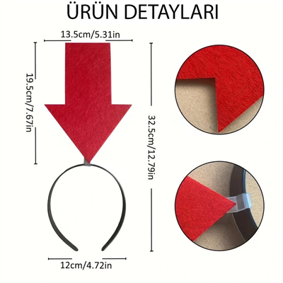 Kişiselleştirilebilir Ok Taç – Üzerine Yazı Yazılabilen Parti Tacı Kırmızı Renk