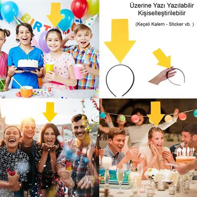 Kişiselleştirilebilir Ok Taç – Üzerine Yazı Yazılabilen Parti Tacı Sarı Renk (3936)