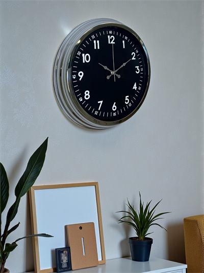 Klasik 40 Cm Krom Şık Metal Duvar Saati