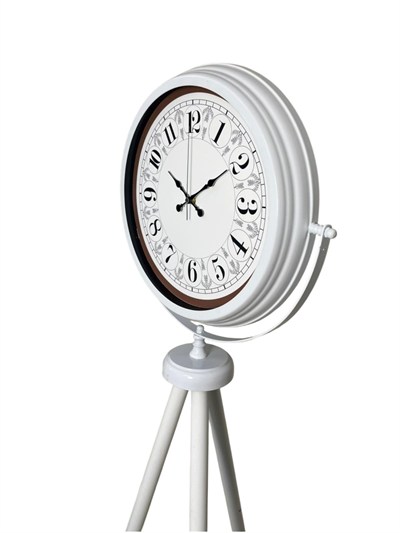 Klasik Rakamlı Beyaz Tripod Ayaklı Saat