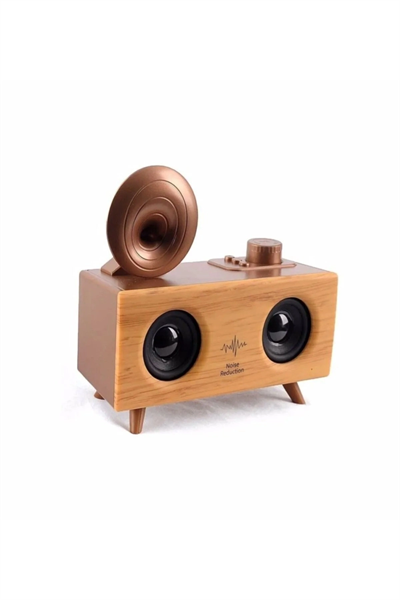 Klasik Tasarımlı Bluetooth Hoparlör ve Nostaljik Radyo, Kahverengi Renk Seçeneği