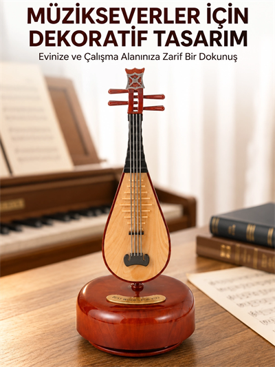 Klasik Ud Figürlü Melodili Müzik Kutusu Şık Hediyelik