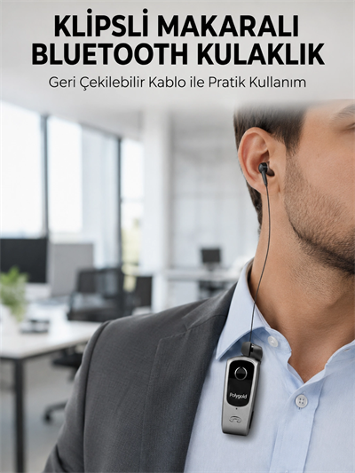 Klipsli Tasarımlı Bluetooth Kulaklık Uzun Pil Ömrü
