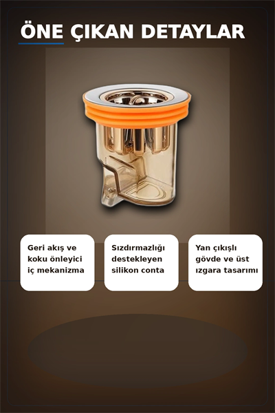 Koku Onleyici DN40 DN50 Gider Aparati Paslanmaz Celik Izgarali Silikon Contali Sifon BX-313423
