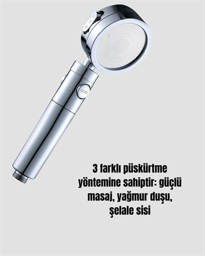 Kolay Montajlı 3 Modlu Yüksek Basınç Duş Başlığı