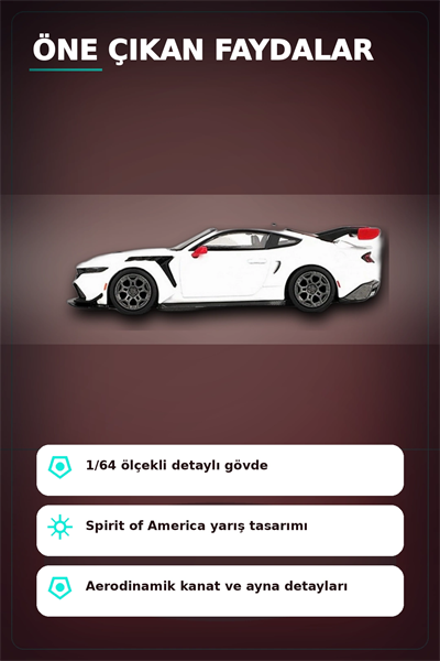 Koleksiyonluk 1/64 Olcek Ford Mustang GTD Spirit of America Model Araba Tekli Paket BX-313401