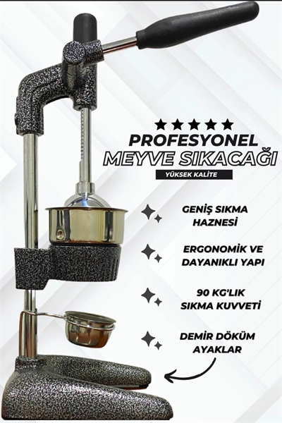 Kollu narenciye nar portakal sıkacağı demir döküm siyah 2 yıl garantili klasik stil