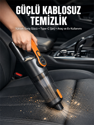 Kompakt Kablosuz Süpürge Güçlü Çekiş ve Düşük Ses Seviyesi