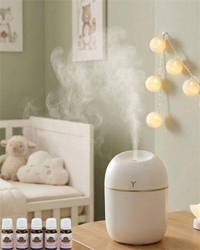 Kompakt Mini Hava Nemlendirici 5 Esans Hediyeli LED Işıklı USB Aromaterapi Cihazı