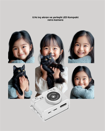 Kompakt Mini Kamera Retro Tasarım 128GB Hafıza 1080P Video