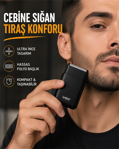 Kompakt Şarjlı Tıraş Makinesi Çift Yönlü Bıçaklı 45 Dakika Kullanım Süreli
