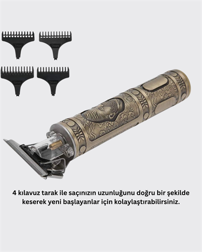 Kompakt Tasarımlı, Güçlü Motorlu Saç sakal Kesme Makinesi ve 4 Kılavuz Tarak