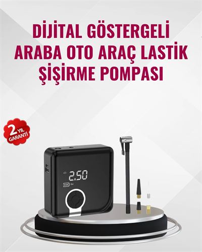 Kompakt Tasarımlı LED Işıklı Taşınabilir Hava Kompresörü