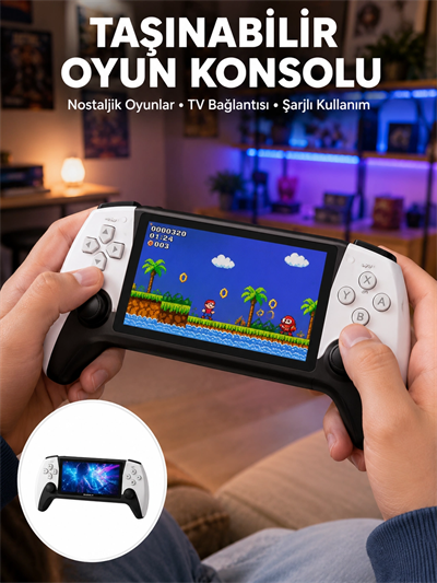 Kompakt ve Hafif Retro Oyun Konsolu 1000 Klasik Oyun Dahil