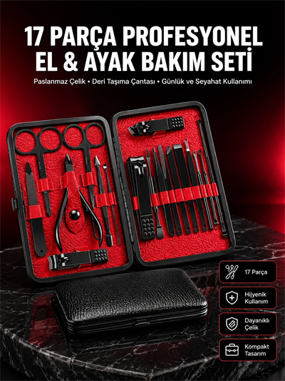 Kompakt ve Şık Tasarımlı 17 Parça Bakım Seti Yeni Nesil
