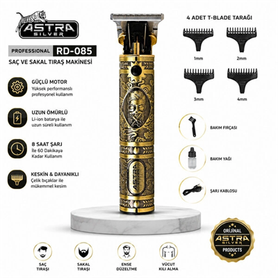 Komple Metal Saç Sakal Traş Makinesi Usb Şarjlı - T Bıçak - Rd-085 Bx40
