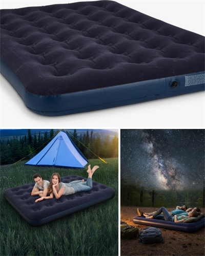 Konforlu Çift Kişilik Şişme Yatak Flokeli Yüzey Dayanıklı Gövde