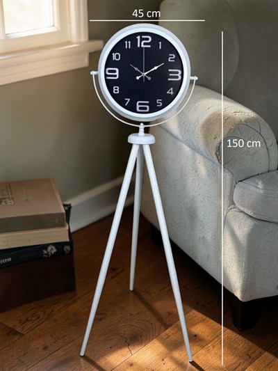 Kontrast Tasarım Beyaz Tripod Ayaklı Saat