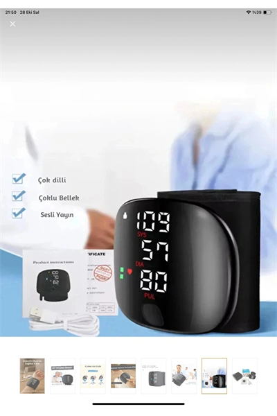 Konuşan Sesli Şarjlı Tansiyon Aleti Profil Kayıtlı Lcd Dokunmatik Ekran