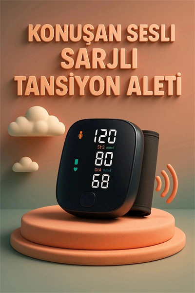 Konuşan Sesli Şarjlı Tansiyon Aleti Profil Kayıtlı Lcd Dokunmatik Ekran