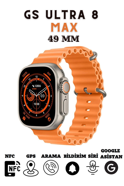Kordon Kilitli Vidalı 49mm Ekranlı, Nabız ve Uyku Takibi Özellikli, Suya Dayanıklı Akıllı Saat