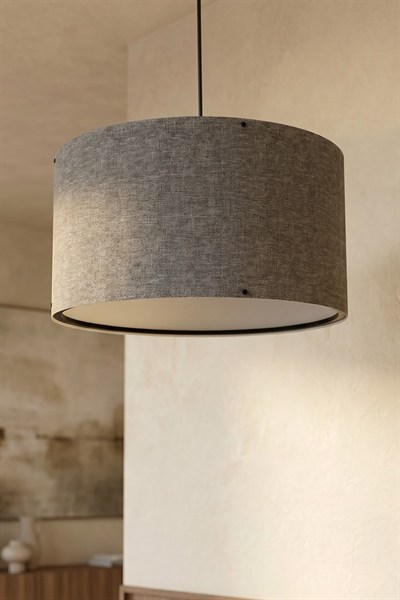 Koyu Gri Kumaş Başlıklı Sarkıt Avize 35 CM