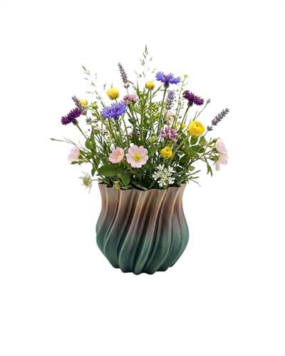 Koyu Metalik Kıvrımlı 3D Vazo Minimal Lüks Ev Ofis Dekoru