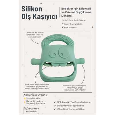 Koyu Yeşil Bebek Silikon Diş Kaşıyıcı