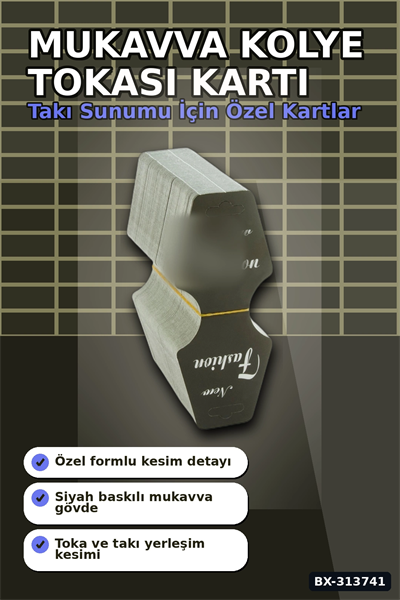Kraft Mukavva Kolye Toka Kartı 200 Adet 5.5x14 cm Takı Askılık Düzenleyici BX-313741
