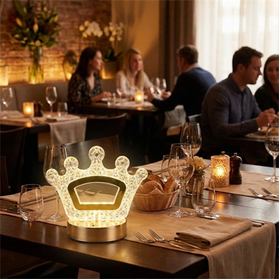 Kral Tacı Model Kristal Led Masa Lambası – Dokunmatik, 3 Renk Işık Modlu, Şarjlı Mini Dekoratif Gece Lambası Bx40