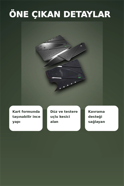 Kredi Kartı Boyutunda Katlanabilir Güvenlik Bıçağı Çift Uçlu Cüzdan Tipi Çakı