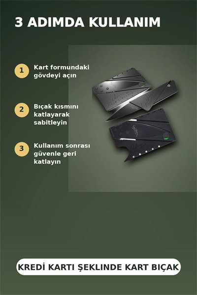 Kredi Kartı Boyutunda Katlanabilir Güvenlik Bıçağı Çift Uçlu Cüzdan Tipi Çakı