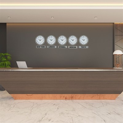 Krem 36 Cm 5 li Tabelalı Dünya Saatleri