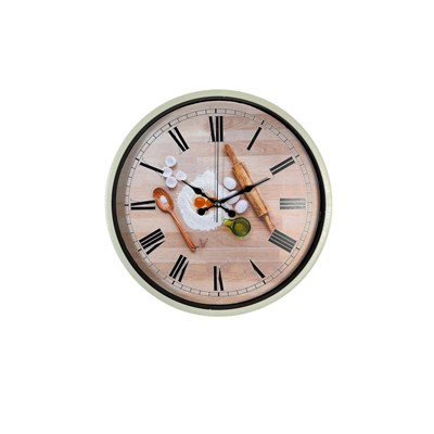 Krem 36 Cm Dekoratif Mutfak Duvar Saati