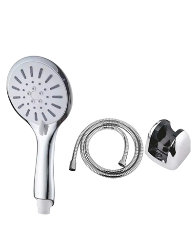 Krem Duş Başlığı Seti 4 Kademeli El Duşu Spiral Hortumlu Banyo Seti
