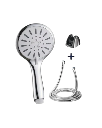 Krem Duş Başlığı Seti 4 Kademeli El Duşu Spiral Hortumlu Banyo Seti
