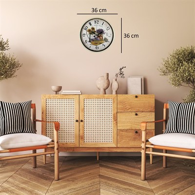 Krem Sunflower & Lavender 36 Cm Duvar Saati