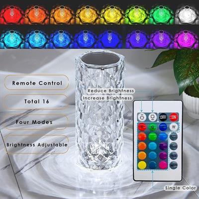 Kristal Elmas Masa Lambası 16 Renk USB Şarjlı Dokunmatik (3936)