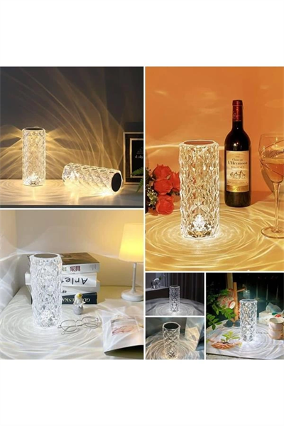 Kristal Lamba Masa Lambası Şarjlı Masa Lambası Dokunmatik Sensör Usb Şarjlı