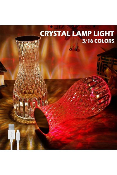 Kristal Masa Lambası Rgb Renk Değiştiren Gece Lambası 16 Renk Ve 4 Mod Dokunmatik Kontrol